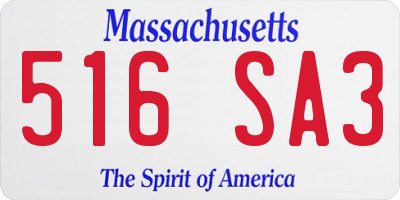 MA license plate 516SA3