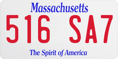 MA license plate 516SA7