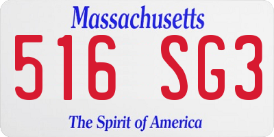 MA license plate 516SG3