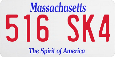 MA license plate 516SK4