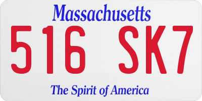 MA license plate 516SK7