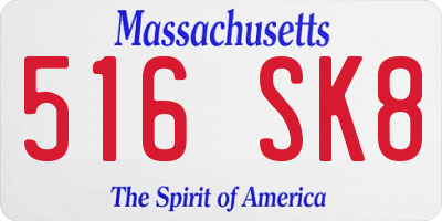 MA license plate 516SK8