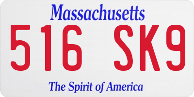 MA license plate 516SK9