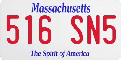 MA license plate 516SN5