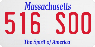 MA license plate 516SO0