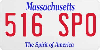 MA license plate 516SP0