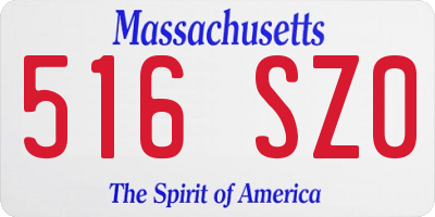 MA license plate 516SZ0