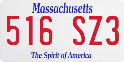 MA license plate 516SZ3