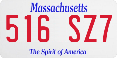 MA license plate 516SZ7
