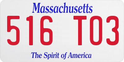 MA license plate 516TO3