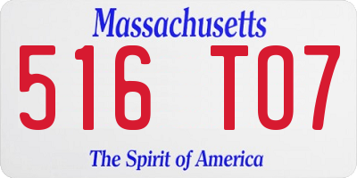 MA license plate 516TO7