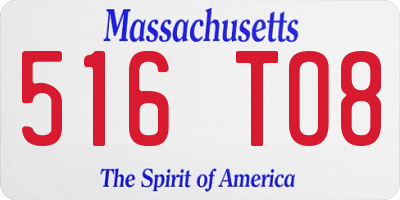 MA license plate 516TO8
