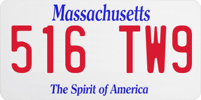 MA license plate 516TW9