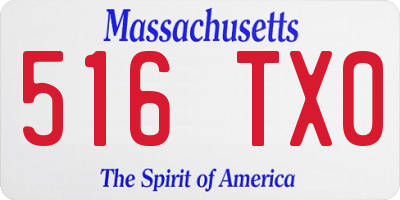 MA license plate 516TX0