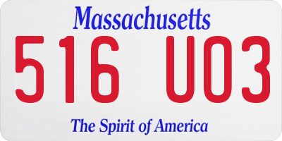 MA license plate 516UO3