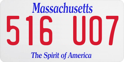 MA license plate 516UO7