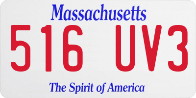 MA license plate 516UV3