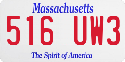 MA license plate 516UW3