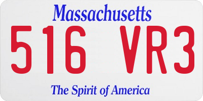 MA license plate 516VR3