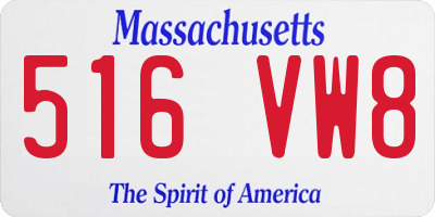 MA license plate 516VW8