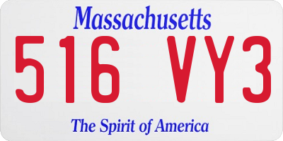 MA license plate 516VY3