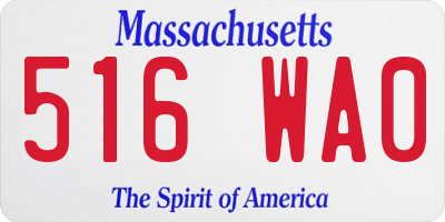 MA license plate 516WA0