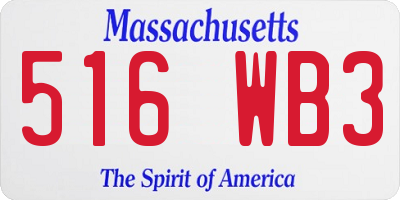MA license plate 516WB3