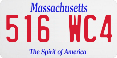 MA license plate 516WC4