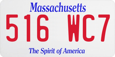 MA license plate 516WC7