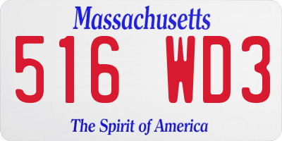 MA license plate 516WD3