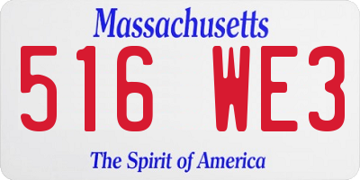 MA license plate 516WE3