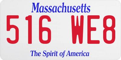 MA license plate 516WE8