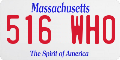 MA license plate 516WH0