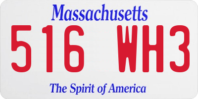 MA license plate 516WH3