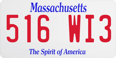 MA license plate 516WI3