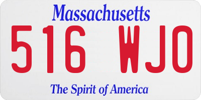 MA license plate 516WJ0