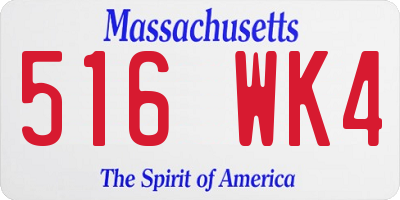 MA license plate 516WK4