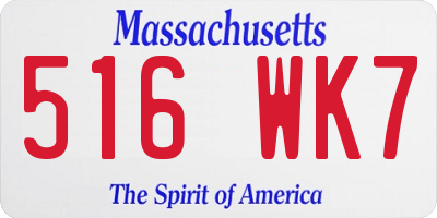 MA license plate 516WK7