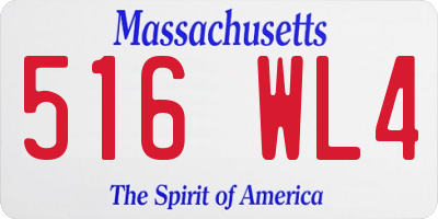 MA license plate 516WL4