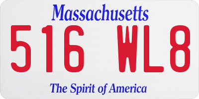 MA license plate 516WL8