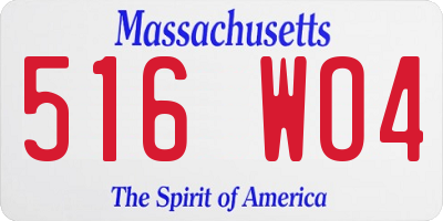 MA license plate 516WO4