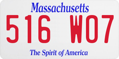 MA license plate 516WO7