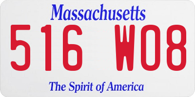 MA license plate 516WO8