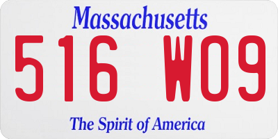MA license plate 516WO9