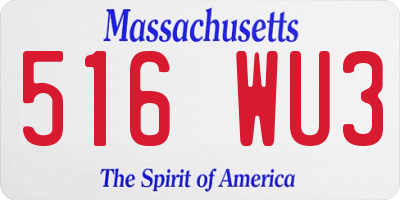 MA license plate 516WU3