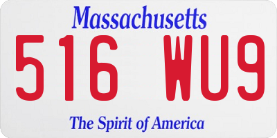 MA license plate 516WU9
