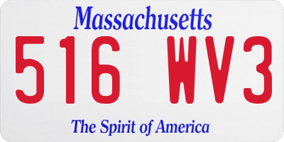 MA license plate 516WV3