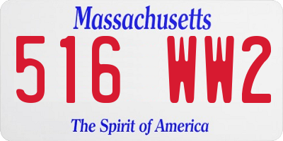 MA license plate 516WW2