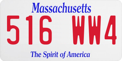 MA license plate 516WW4