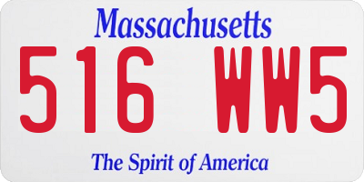 MA license plate 516WW5